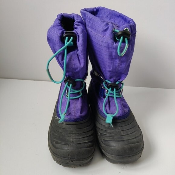 Sorel Unisex Kids Youth Super Trooper Snow Boots Size 3 Purple Black - Picture 3 of 9